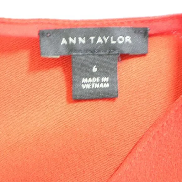 Ann Taylor Size 6 Seamed Shell High Low Top Orange 'Blazing Red' - Picture 10 of 11